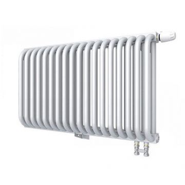 Радиатор стальной 2 трубчатый ROMMER (РОММЕР) RST 2030/18 нижнее правое подключение RAL9016 в комплекте 4 кронштейна (RST-203018-020)