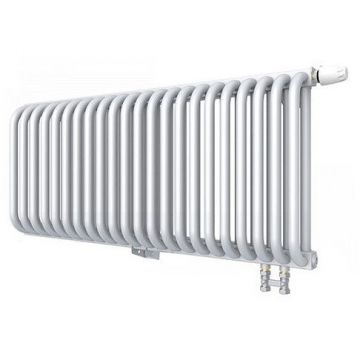 Радиатор стальной 2 трубчатый ROMMER (РОММЕР) RST 2030/22 нижнее правое подключение RAL9016 в комплекте 4 кронштейна (RST-203022-020)