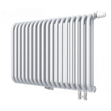 Радиатор стальной 2 трубчатый ROMMER (РОММЕР) RST 2050/18 нижнее правое подключение RAL9016 в комплекте 4 кронштейна (RST-205018-020)