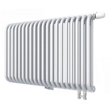 Радиатор стальной 2 трубчатый ROMMER (РОММЕР) RST 2050/20 нижнее правое подключение RAL9016 в комплекте 4 кронштейна (RST-205020-020)