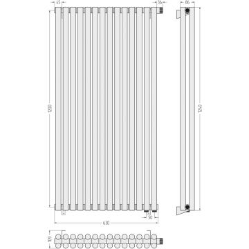 Радиатор двухрядный глухой Сунержа (Sunerga) Эстет-11 EU50 1200х630 мм 14 секций 31-0312-1214