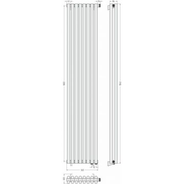 Радиатор двухрядный глухой Сунержа Эстет-11 EU50 1800х360 мм 8 секций 032-0312-1808