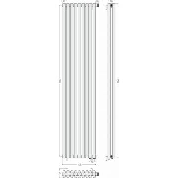 Радиатор двухрядный глухой Сунержа (Sunerga) Эстет-11 EU50 1800х405 мм 9 секций 12-0312-1809