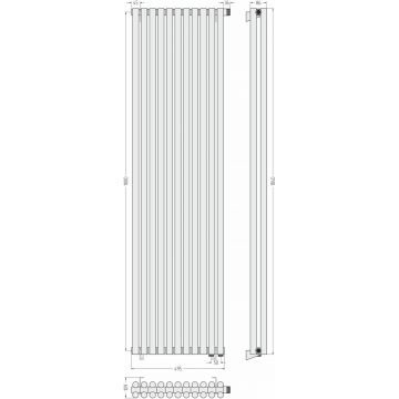 Радиатор двухрядный глухой Сунержа (Sunerga) Эстет-11 EU50 1800х495 мм 11 секций 071-0312-1811