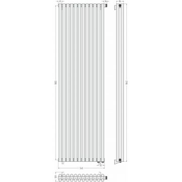 Радиатор двухрядный глухой Сунержа (Sunerga) Эстет-11 EU50 1800х540 мм 12 секций 00-0312-1812