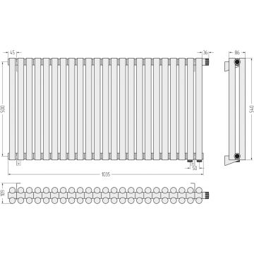 Радиатор двухрядный глухой Сунержа (Sunerga) Эстет-11 EU50 500х1035 мм 23 секции 31-0312-5023