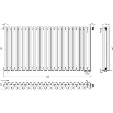 Радиатор двухрядный глухой Сунержа (Sunerga) Эстет-11 EU50 500х1080 мм 24 секции 051-0312-5024
