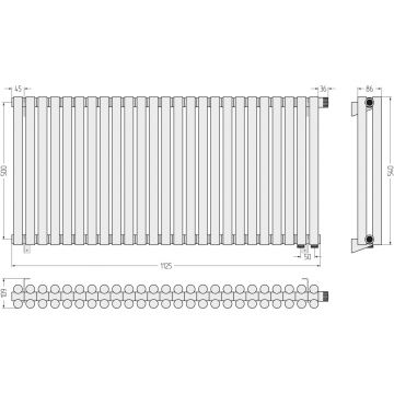 Радиатор двухрядный глухой Сунержа (Sunerga) Эстет-11 EU50 500х1125 мм 25 секций 15-0312-5025