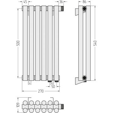Радиатор двухрядный глухой Сунержа Эстет-11 EU50 500х270 мм 6 секций 12-0312-5006