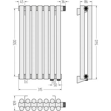 Радиатор двухрядный глухой Сунержа (Sunerga) Эстет-11 EU50 500х315 мм 7 секций 03-0312-5007