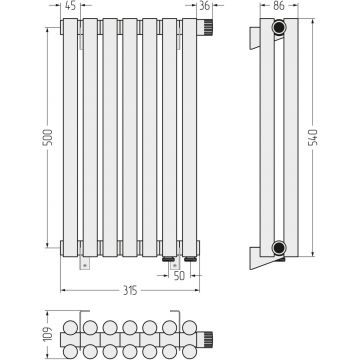 Радиатор двухрядный глухой Сунержа Эстет-11 EU50 500х315 мм 7 секций 15-0312-5007