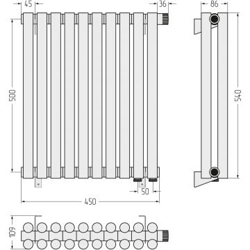 Радиатор двухрядный глухой Сунержа (Sunerga) Эстет-11 EU50 500х450 мм 10 секций 03-0312-5010