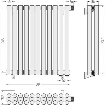 Радиатор двухрядный глухой Сунержа (Sunerga) Эстет-11 EU50 500х495 мм 11 секций 00-0312-5011