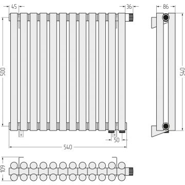 Радиатор двухрядный глухой Сунержа (Sunerga) Эстет-11 EU50 500х540 мм 12 секций 020-0312-5012