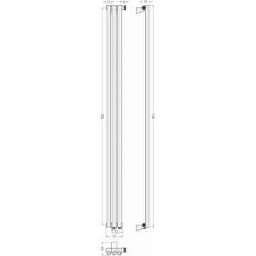Радиатор однорядный коаксиальный Сунержа Эстет-0 EU50 правый 1800х135 мм 3 секции 03-0321-1803