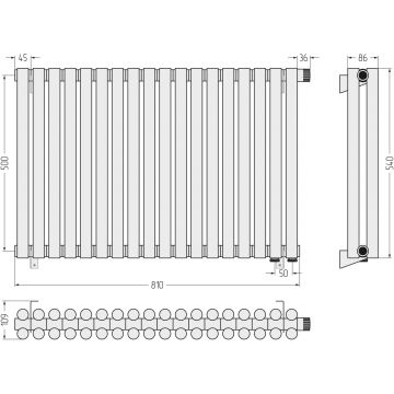 Радиатор двухрядный глухой Сунержа (Sunerga) Эстет-11 EU50 500х810 мм 18 секций 071-0312-5018