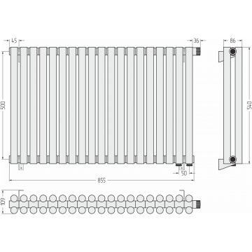 Радиатор двухрядный глухой Сунержа Эстет-11 EU50 500х855 мм 19 секций 03-0312-5019