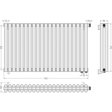 Радиатор двухрядный глухой Сунержа (Sunerga) Эстет-11 EU50 500х945 мм 21 секция 30-0312-5021