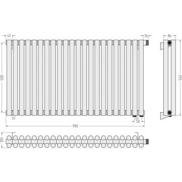 Радиатор двухрядный глухой Сунержа (Sunerga) Эстет-11 EU50 500х990 мм 22 секции 051-0312-5022