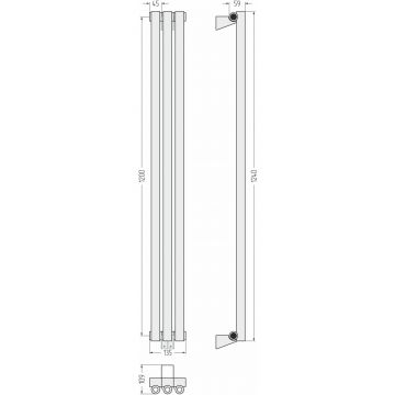 Радиатор однорядный коаксиальный Сунержа Эстет-0 1200х135 мм 3 секции 12-0331-1203
