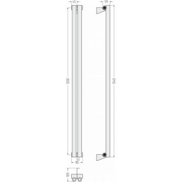 Радиатор однорядный коаксиальный Сунержа (Sunerga) Эстет-0 1200х90 мм 2 секции 30-0331-1202