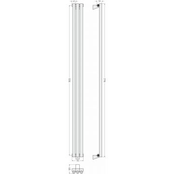 Радиатор однорядный коаксиальный Сунержа Эстет-0 1800х135 мм 3 секции 032-0331-1803