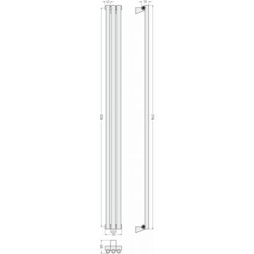 Радиатор однорядный коаксиальный Сунержа (Sunerga) Эстет-0 1800х135 мм 3 секции 30-0331-1803