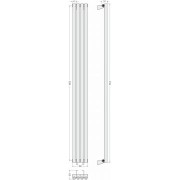Радиатор однорядный коаксиальный Сунержа Эстет-0 1800х180 мм 4 секции 12-0331-1804