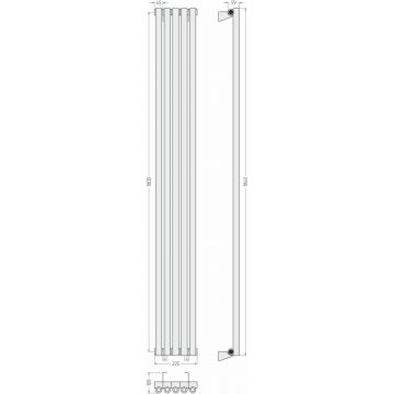 Радиатор однорядный коаксиальный Сунержа (Sunerga) Эстет-0 1800х225 мм 5 секций 15-0331-1805