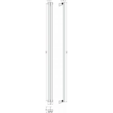 Радиатор однорядный коаксиальный Сунержа (Sunerga) Эстет-0 1800х90 мм 2 секции 12-0331-1802