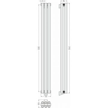 Радиатор двухрядный коаксиальный Сунержа Эстет-00 1200х135 мм 3 секции 00-0332-1203