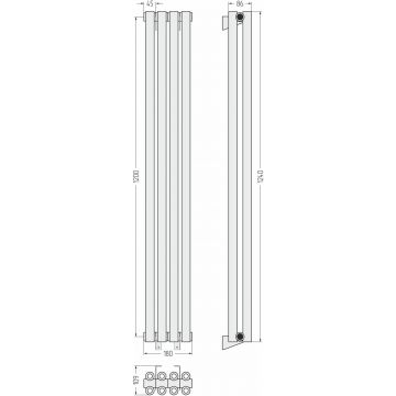 Радиатор двухрядный коаксиальный Сунержа Эстет-00 1200х180 мм 4 секции 00-0332-1204