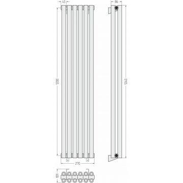 Радиатор двухрядный коаксиальный Сунержа Эстет-00 1200х270 мм 6 секций 00-0332-1206