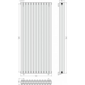 Радиатор двухрядный коаксиальный Сунержа (Sunerga) Эстет-00 1200х540 мм 12 секций 00-0332-1212