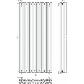 Радиатор двухрядный коаксиальный Сунержа Эстет-00 1200х585 мм 13 секций 03-0332-1213
