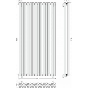 Радиатор двухрядный коаксиальный Сунержа Эстет-00 1200х630 мм 14 секций 00-0332-1214