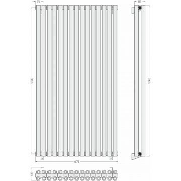 Радиатор двухрядный коаксиальный Сунержа Эстет-00 1200х675 мм 15 секций 00-0332-1215