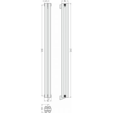 Радиатор двухрядный коаксиальный Сунержа Эстет-00 1200х90 мм 2 секции 00-0332-1202