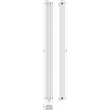 Радиатор двухрядный коаксиальный Сунержа Эстет-00 1800х135 мм 3 секции 032-0332-1803