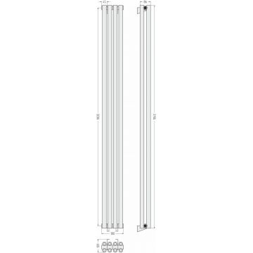 Радиатор двухрядный коаксиальный Сунержа Эстет-00 1800х180 мм 4 секции 032-0332-1804