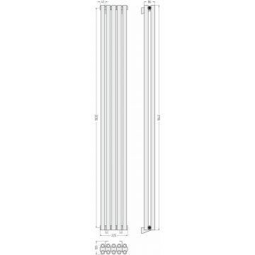 Радиатор двухрядный коаксиальный Сунержа Эстет-00 1800х225 мм 5 секций 00-0332-1805