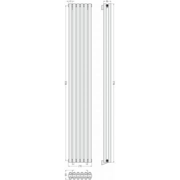 Радиатор двухрядный коаксиальный Сунержа Эстет-00 1800х270 мм 6 секций 00-0332-1806