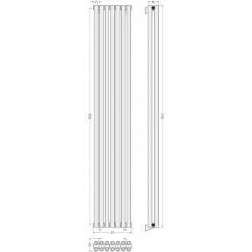 Радиатор двухрядный коаксиальный Сунержа Эстет-00 1800х315 мм 7 секций 12-0332-1807