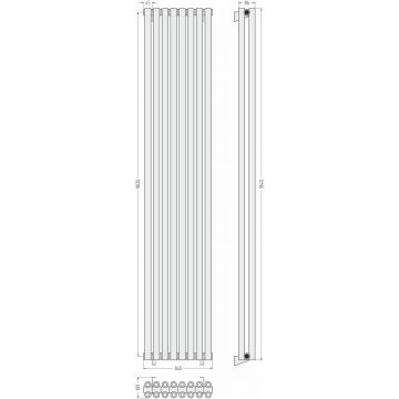 Радиатор двухрядный коаксиальный Сунержа Эстет-00 1800х360 мм 8 секций 00-0332-1808