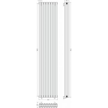 Радиатор двухрядный коаксиальный Сунержа (Sunerga) Эстет-00 1800х360 мм 8 секций 31-0332-1808