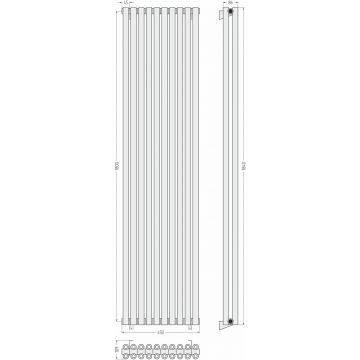 Радиатор двухрядный коаксиальный Сунержа Эстет-00 1800х450 мм 10 секций 00-0332-1810