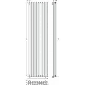 Радиатор двухрядный коаксиальный Сунержа Эстет-00 1800х495 мм 11 секций 032-0332-1811