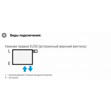 Радиатор однорядный коаксиальный Сунержа (Sunerga) Эстет-0 EU50 правый 500х180 мм 4 секции 30-0321-5004