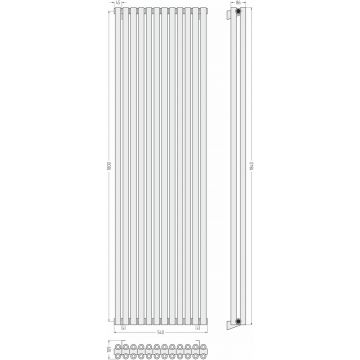 Радиатор двухрядный коаксиальный Сунержа Эстет-00 1800х540 мм 12 секций 032-0332-1812