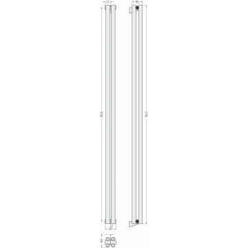 Радиатор двухрядный коаксиальный Сунержа Эстет-00 1800х90 мм 2 секции 00-0332-1802